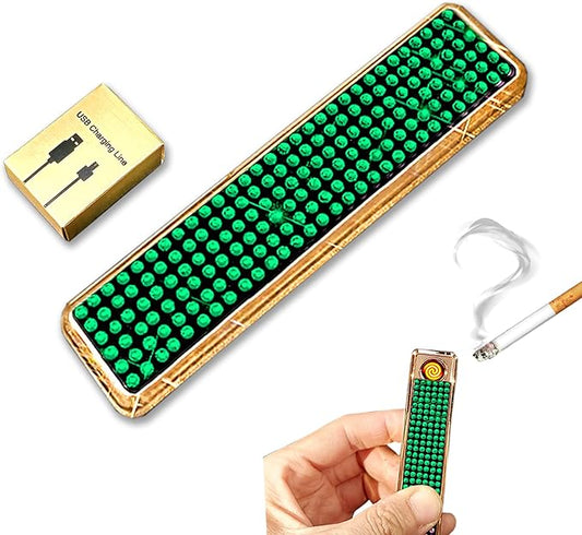 Rhinestone Lighter Electric Lighter Rechargeable Bling Glitter USB Lighter Flameless Girls Lighter for Women (Green)