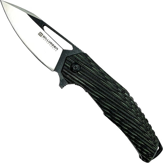 Chibs EDC Folding Knife 3.5” Stainless Steel Blade - Textured Two-Tone G10 Scales Handle Everyday Carry Adventure Flipper Deep Reversible Pocket Clip (Green/Black) (AUB09VCHYCPT)
