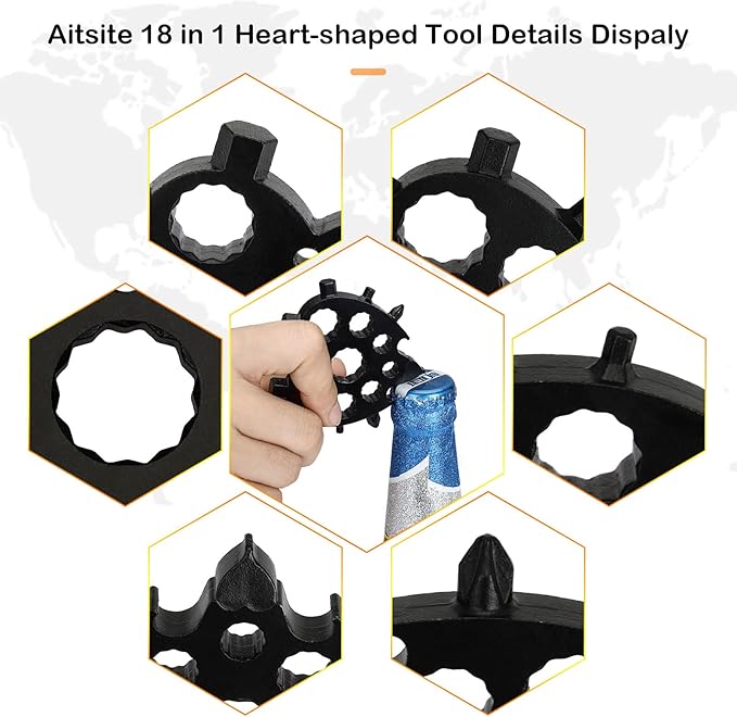 Aitsite Snowflake Multitool, Christmas Gifts for Men, 20 in 1 Snowflake Tools for Dad, Him, Husband, Boyfriend, Grandpa(Heart Black)