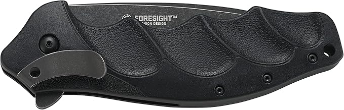 CRKT Foresight EDC Assisted Folding Pocket Knife: Urban Everyday Carry, Black Blade, IKBS Ball Bearing Pivot, Liner Lock, Grooved Glass Reinforced Nylon Handle, Deep Carry Pocket Clip K221KKP