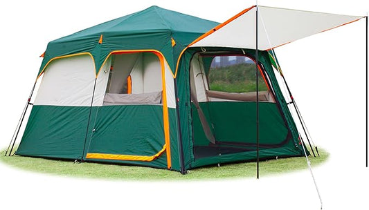 KTT Large Tent 6-8 Person,Family Cabin Tents,Straight Wall,3 Doors and 3 Windows with Mesh,Waterproof,Big Tent for Outdoor,Picnic,Camping,Family,Friends Gathering.……