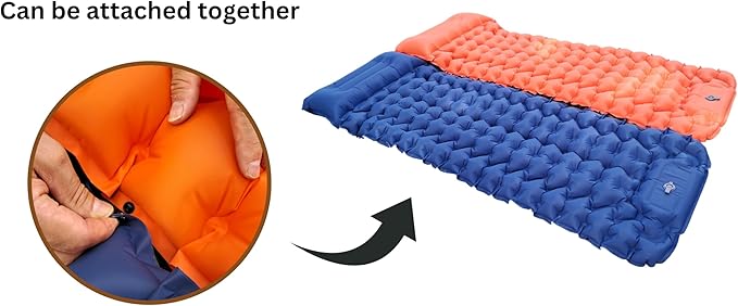 Inflatable Tents for Camping: Self-Inflating Sleeping Mat & Air Mattress - Comfortable Single & Adult Beds, Durable Air Pads for Outdoor Sleeping (Single, Orange)