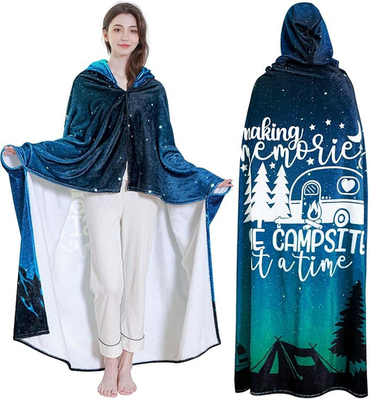 Camping Wearable Blanket Hoodie - Camping Gifts for Women Men - Camper Blanket Gift for Camper Outdoor - Camping Essentials Accessories - Camp Decor for Bedding RV Campsite Travel Hiking 70"x60"