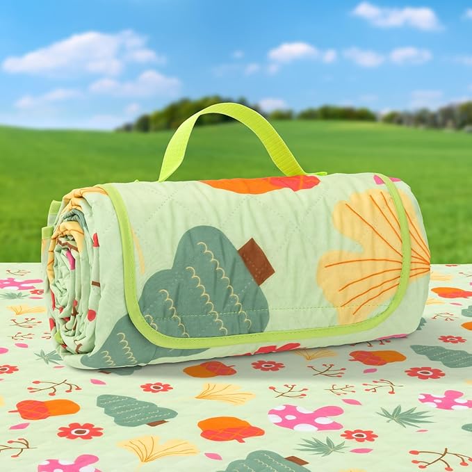 Picnic Blanket, Outside Baby Blanket, 3-Layer Picnic Mat for Camping, 59"x79" Extra Large Waterproof Sand Proof Camping Blanket, Lightweight Folding Portable Travel Blanket Wipable