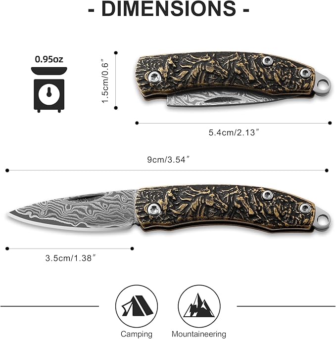 Damascus Steel pocket Knife, Mini folding pocket knife, edc knife for men,gifts for men and women