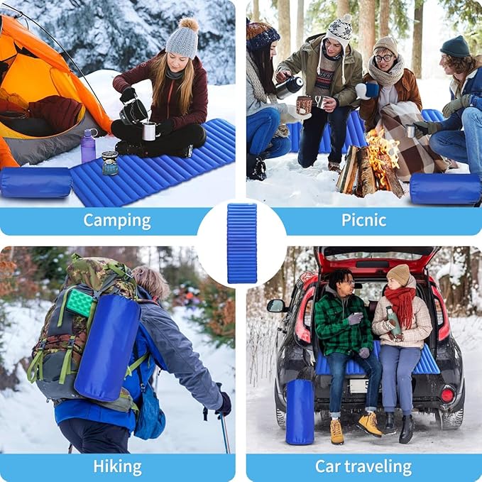 Cold Weather Sleeping Pad, Insulated Sleeping Pad R Value 6.9, Backpacking Sleeping Pad for Camping Cold Weather