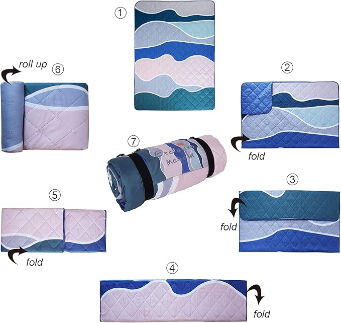 Exclusivo Mezcla Waterproof Picnic Blankets 3-Layer 60x80 Inches Large Sandproof Beach Blanket Foldable Outdoor Blanket for Camping on Grass Picnic Mat