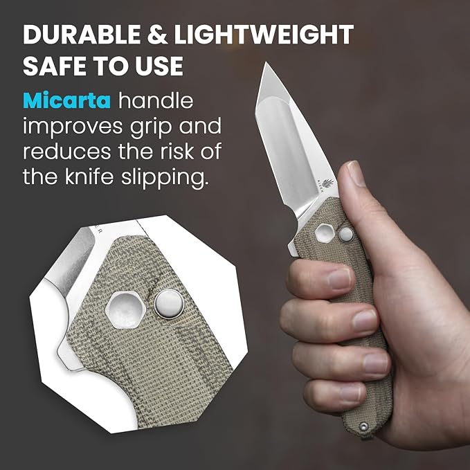 Kizer Mad Tanto Pocket Knife 154CM Steel Green Micarta Handle, Folding Knife, EDC Tactical Survival Knife, V4602C2