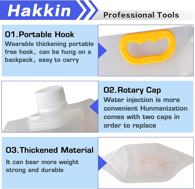 Hakkin Collapsible Water Tank Container 4 Pack 0.4 Gallon/1.5L, No-Leak Freezable Portable BPA Free Food Grade Plastic Storage Jug for Camping, Hiking, Travel, Emergency Survival Kit Bonus