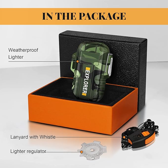 Torch Lighter, Double Jet Flame, Waterproof, Windproof, Refillable Butane Gas Lighters for Survival, Camping, Hiking, Grill