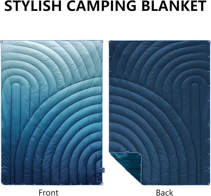 Camping Blanket,Packable Down Alternative Puffy Printed Camping Blanket Lightweight Outdoor Blanket for Camping,Traveling, Stadium, Hiking, Picnics
