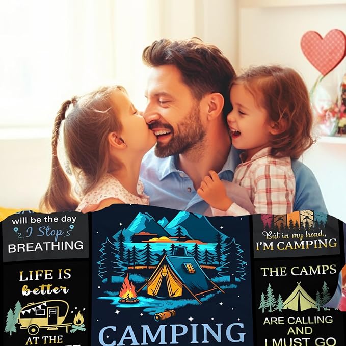Camping Blanket Gifts for Men Woman Couples,Soft Cozy Camping Blankets and Throws RV Travel Hiking Bed Sofa,Cool Camper Gifts for Camping Lovers Campsite Outdoors 50"X40"