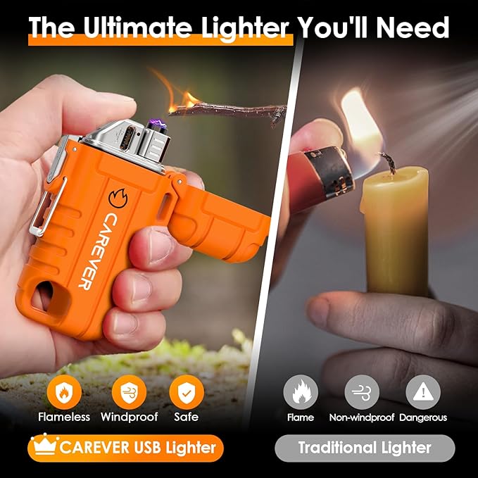 Gifts for Men Women Electric Lighter - Christmas Stocking Stuffers for Adults Dad Wife Husband Gift Ideas Rechargeable USB Arc Plasma Candle Lighters Camping Gear Cool Gadgets BBQ Grill Accessories
