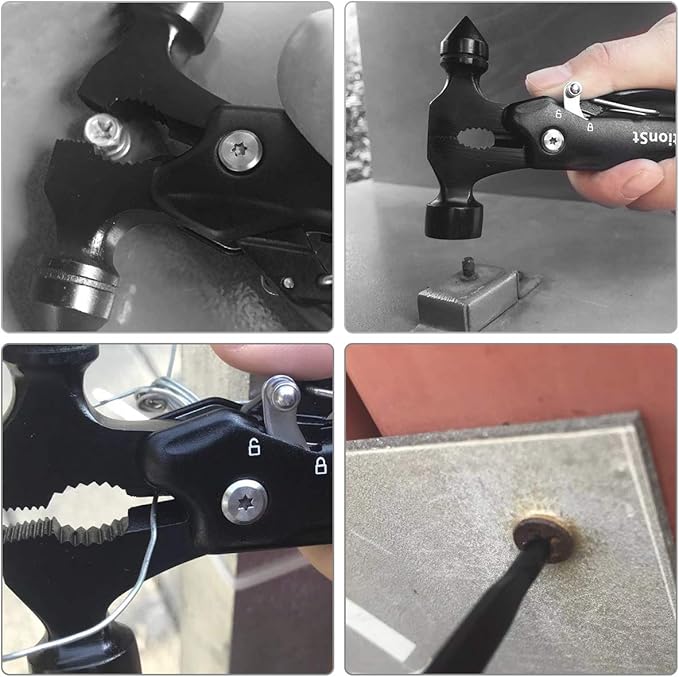 Mens Stocking Stuffers, Gifts for Men, Survival Hammer Multitool,Christmas Gifts for Dad, Emergency Escape Car Safety Hammer Multi-Tool 12 in 1,Cool Gadgets forCamping Hiking Household,Mini Multi tool