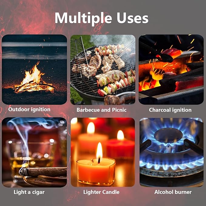 Open Flame Lighters Inflatable Lighters for Camping BBQ Kitchen (Black)