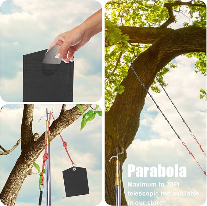 NIUBIDALA Rope Saw, High Reach Tree Limb Hand Chain Saw 53 Inch, 68 Sharp Teeth Blades on Both Sides,Narrow chain NOT stuck.