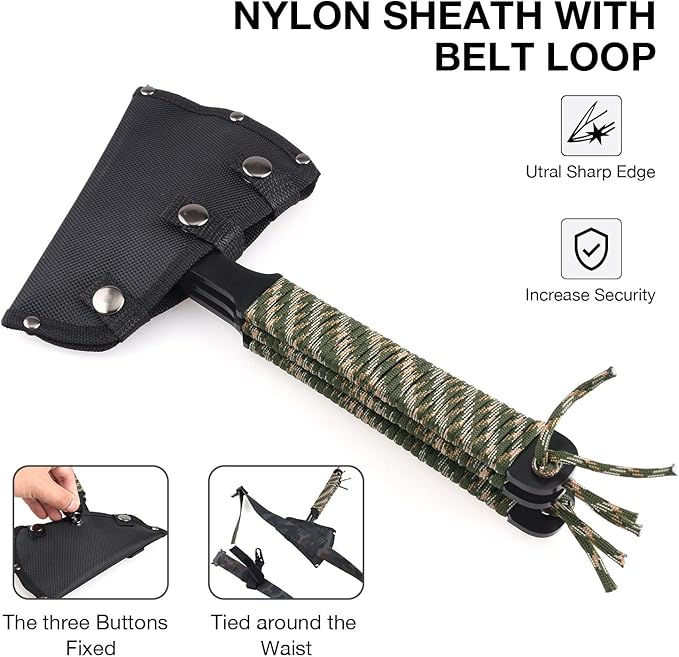 Throwing Axes and Tomahawks, Throwing Hawks Axes Pack of 3, 10.7" Full Tang Tactical Throwing Axes Set with Nylon Sheath