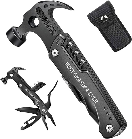 Gifts for Grandpa, Unique Birthday Gift Ideas for Papa Men Him Adults from Grandchildre, All in One Survival Tools Hammer Multitool, Cool Gadgets Presents, Camping Accessories
