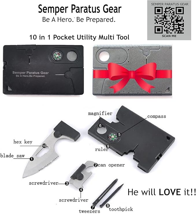 Gear Gifts for men MultiTools - 10 in 1 Credit Card Pocket Multi Tool for everyday use - Home, Work or Outdoors - Group, Team, Employee appreciation gifts (3 Pack)