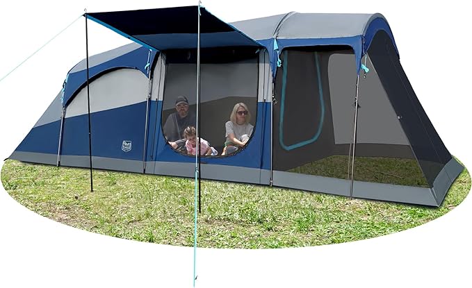 TIMBER RIDGE 8 Person Family Camping Tent with Screen Room, Double Layer Waterproof Weather Resistant Big Tunnel Tent with Rainfly Carry Bag, Large Family Tent for Outdoor Party 20ft x 8ft x 76in