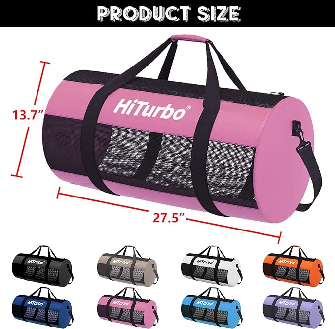 Hiturbo Mesh Dive Duffel Bag: Scuba Gear Bags for Diving, Snorkeling, Freediving and Swimming - 60L Travel Beach Pool Water Sports Equipment Bag with Shoulder Strap