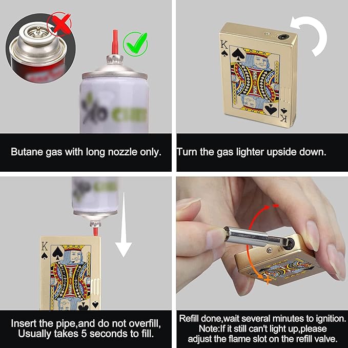 Jet Torch Lighter, Ace Card Green Flame Lighter, Metal Poker Design Windproof Refillable Butane Cool Lighter, Outdoor, Indoor, Camping, BBQ, Candle, Birthday, Gift for Men/Women (Without Gas)