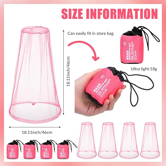 HESTYA 4 Pack Mosquito Net Face Mesh Net Protecting Net for Outdoor Hiking Camping Climbing Mosquito Fly Insects Preventing