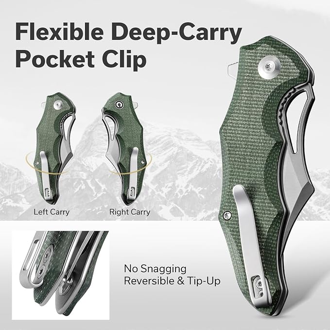 CIVIVI Chiro Cool Pocket Knife for EDC, Folding Knife with Flipper 3.1" 14C28N Blade Canvas Micarta Handle, Utility Knife for Men Women C23046-2