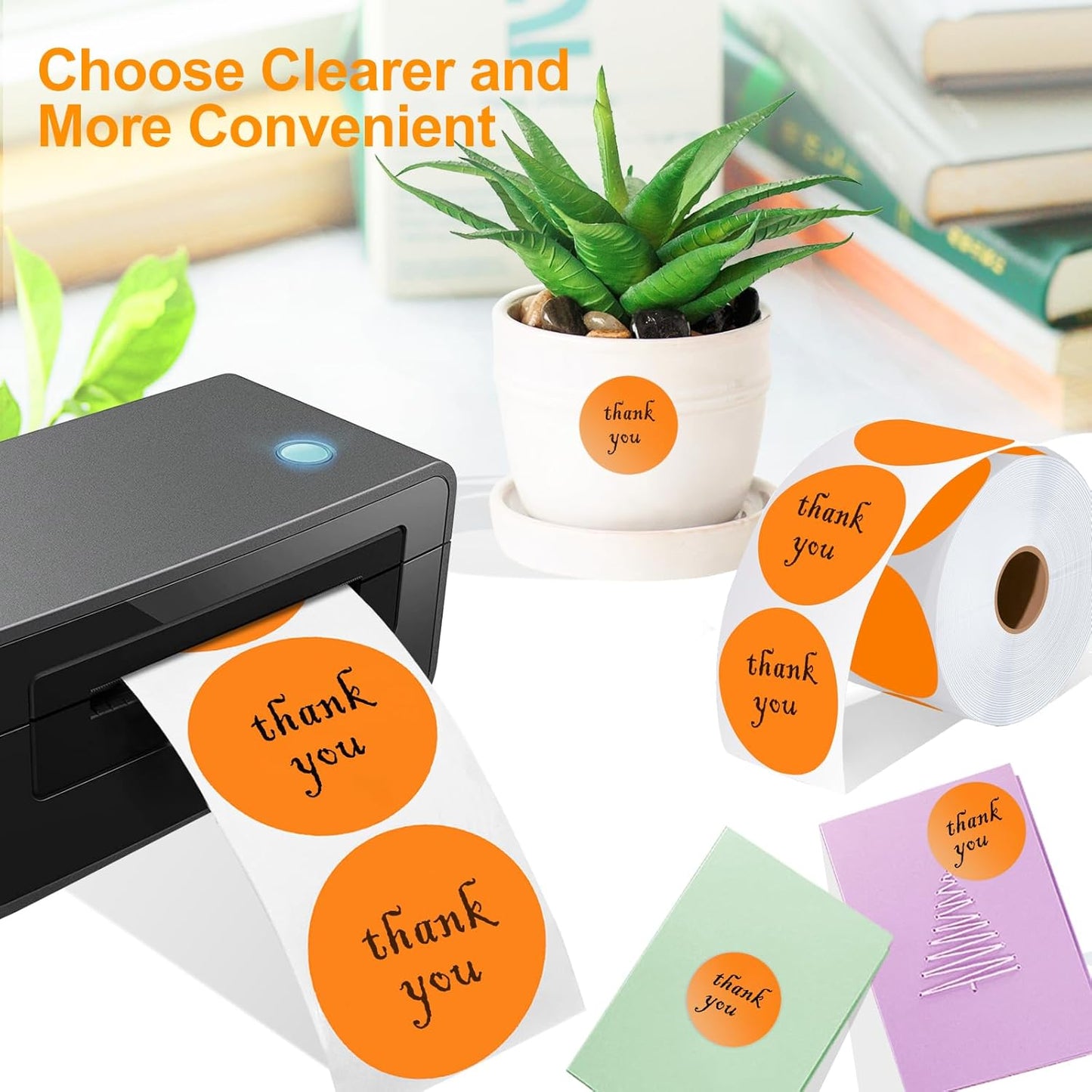 2 Inch Circle Thermal Sticker Labels, 2" Self-Adhesive Round Thermal Stickers for Business-750 Labels/1 Roll (Orange)