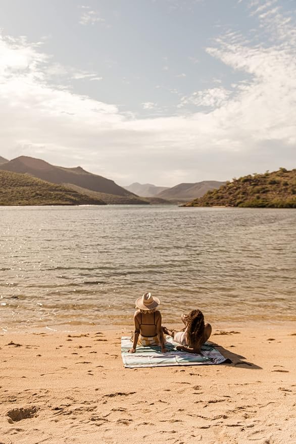 Nomadix Festival Blanket - Perfect for Picnics, Camping, & Lawn Seating - Plush Top & Water Resistant Base - Made with Post Consumer Recycled Materials - Agua Blue - 60x70 in