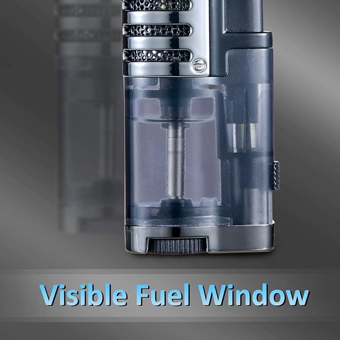 Torch Lighter 2 Pack Triple Jet Flame Butane Torch Lighters Refillable Butane Gas Lighter Windproof Adjustable 3 Flame Lighter for Christmas (Without Gas)