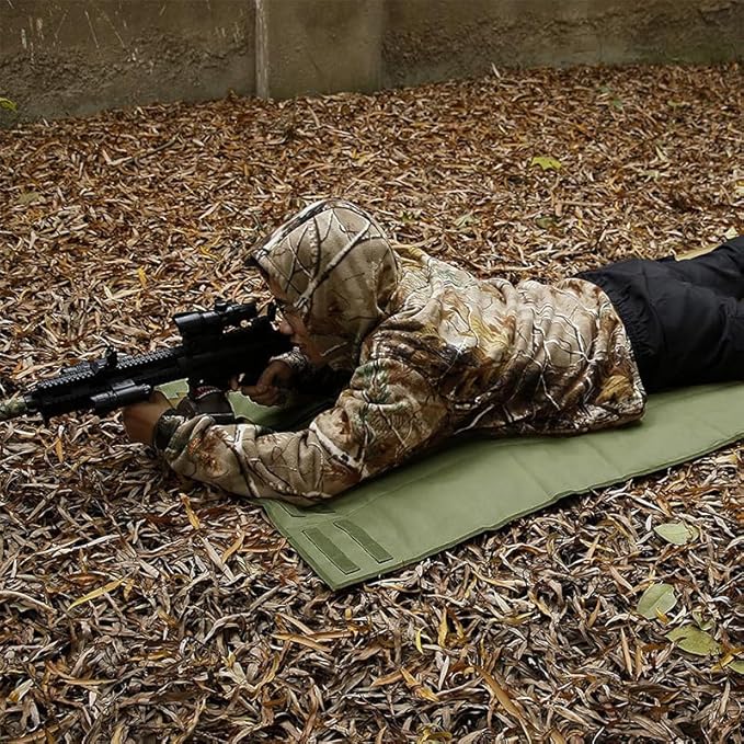 Wind Tour Outdoor Camping Tactical Training Shooting Mat Anti Slip Pad, Waterproof and Moisture-Proof Folding Mat Picnic Blanket Portable with Carry Strap (Army Green)