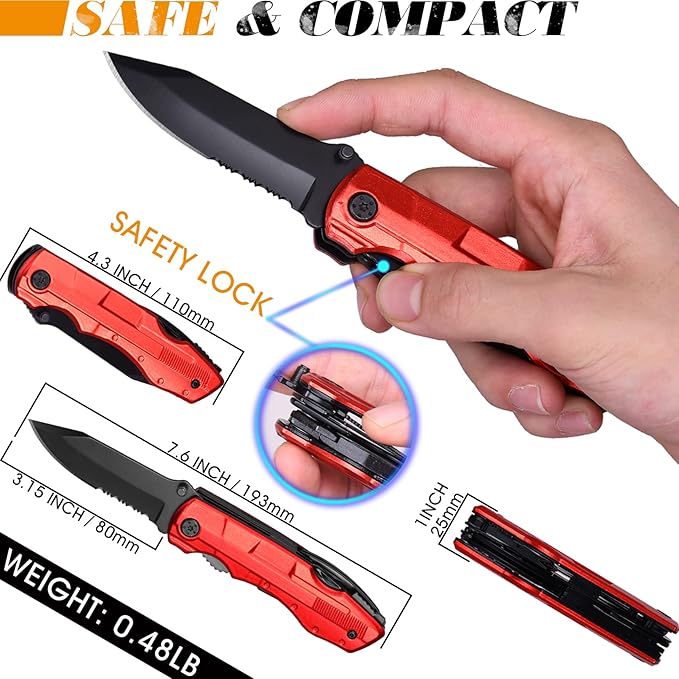 ONEAGE Gifts for Men Dad Him Boyfriend,Pocket Folding Knife,Anniversary Birthday Stocking Stuffers Gifts,Valentines Day,Fathers Day,Groomsman Gifts,Cool Gadgets for Camping Hiking Fishing Survival