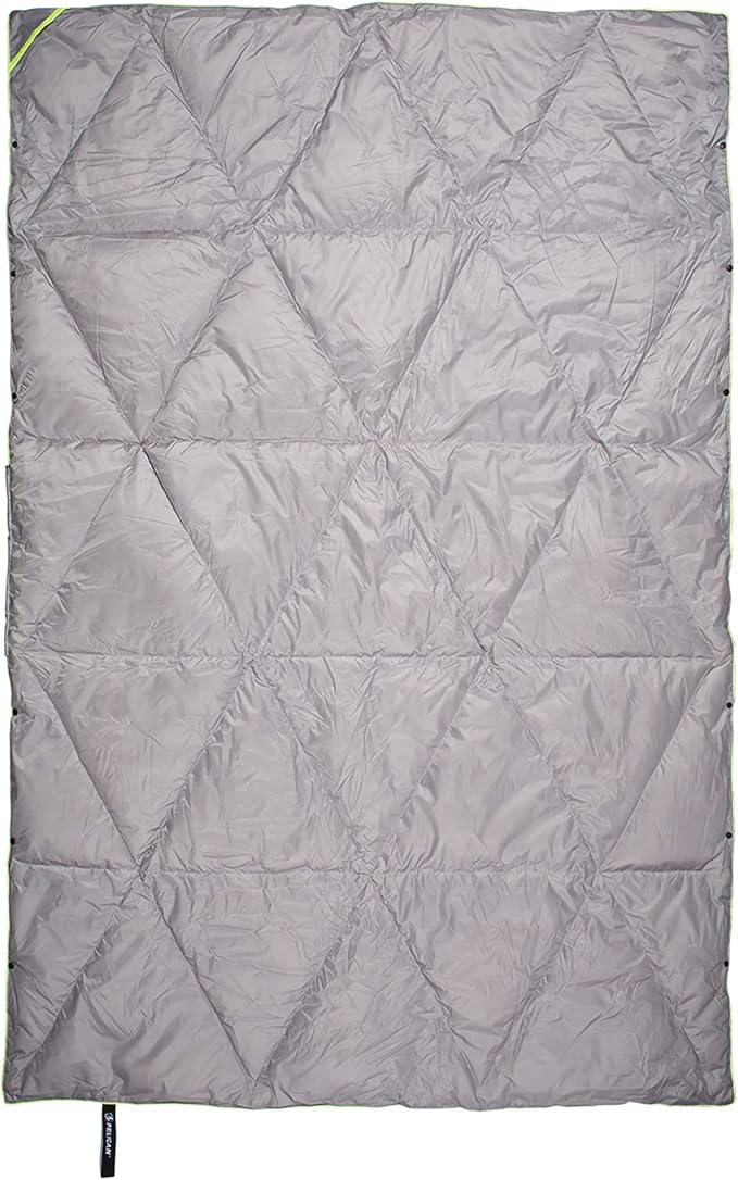 Pelican Outdoor Woobie Camping Accessories - Blanket - Poncho Liner w/Carry Bag - [Water Resistant] [600 Duck Down Fill] - Light, Soft, Warm Travel Blanket - Camping Gifts for Hiking, Picnic - Grey