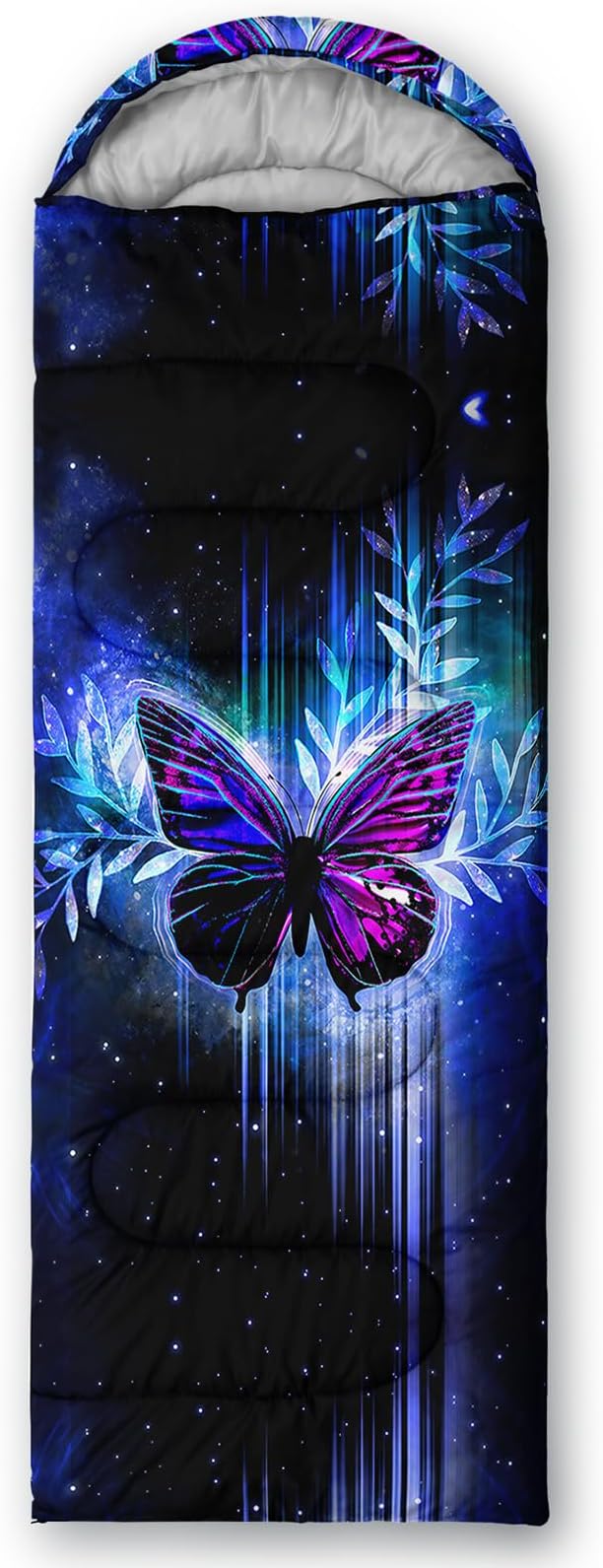 AILONEN Kids Floral Cat Camping Sleeping Bags,Lightweight & Waterproof,3 Season Warm & Cool Weather,Kawaii Kitten Sleeping Bags for Girls Adults,Travelling,Outdoors