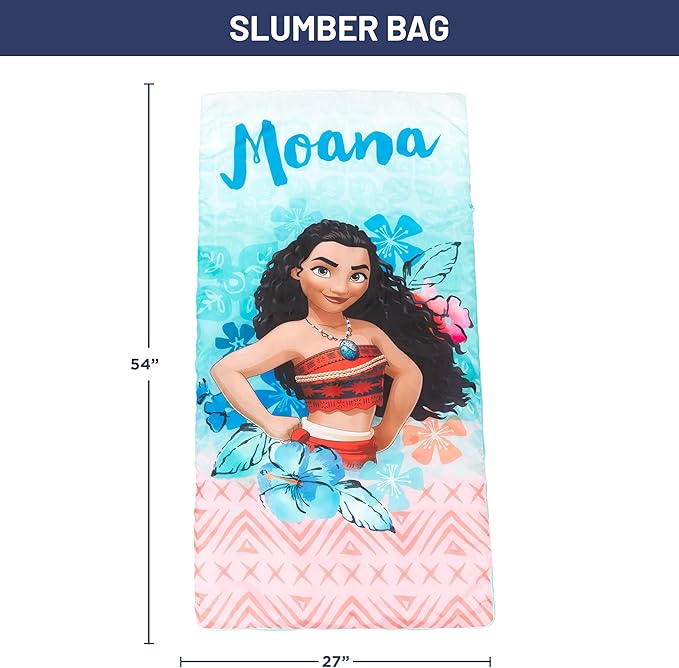 Jay Franco Disney Moana Tropical Slumber Sack - Cozy & Warm Kids Lightweight Slumber Bag/Sleeping Bag (Official Disney Product)