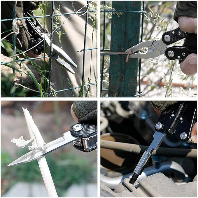 Multi tool with Pliers, Knife Bottle Opener Screwdriver Saw - Perfect for Outdoor Survival Camping Fishing & Hiking 11 in 1 Plus 11 Bits