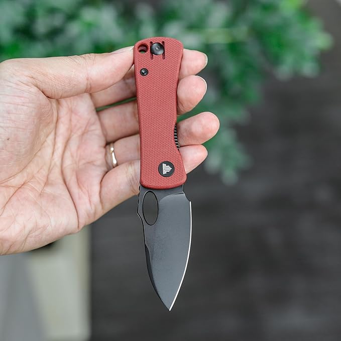 Pocket Knife for EDC,2.04in 14C28N Steel Blade,Red G10 Reversible Deep Carry Clip Handle,Folding Thumb Hole Knives for Men and Women，Andromeda-03RG