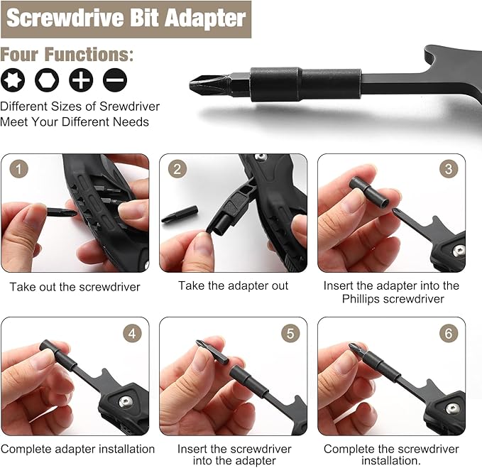 Camping Multitool Hatchet, 22 in 1 Super Hardened Stainless Steel Multitool Hammer Axe with Safety Locking, Upgrad Hidden Portable Camp Survival Hatchet Screwdriver Set with Nylon Sheath