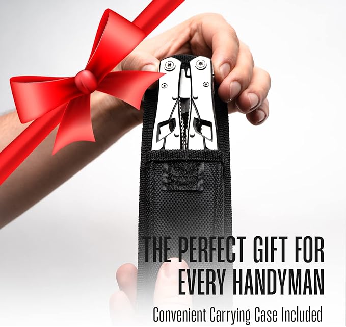 Multitool Plier - 12 In 1 Stainless Steel Pocket Multi Tool With Durable Sheath For Camping, Survival Gear - Safety Locking Camping Accessories With Cutter, Bottle Opener, Screwdriver by Hayvenhurst
