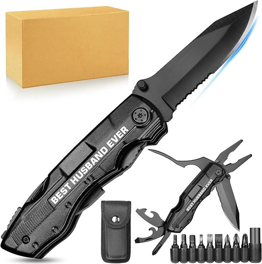 Gifts for Husband Him - Fathers Day Ideal Gifts for Husband, "BEST HUSBAND EVER" Multitool Knife - Husband Birthday Gift, Gifts for Husband from Wife - Anniversary Valentines Day Practical Gifts