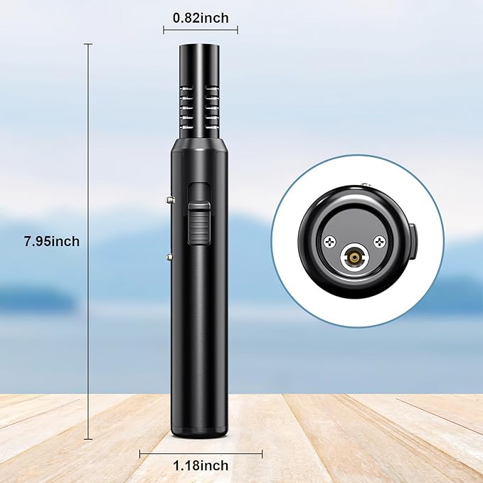 Butane Torch Lighter, Refillable Kitchen Blow Torch with Safety Lock & Adjustable Flame for DIY BBQ Baking Desserts and Soldering Camping(No Prefilled)