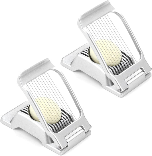 2 Packs Egg Slicer,Strawberry Slicers, Stainless Steel Wire Egg Slicer for Hard Boiled Eggs, Heavy Duty Aluminum Base Metal Egg Cutter for Egg Strawberry Soft Fruit & Food, Dishwasher Safe