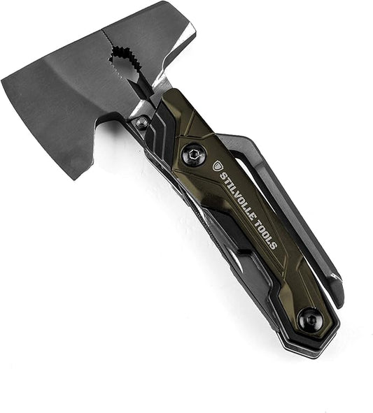 Axe 9 ax with 9-Featured Multi-Tool Hammer, Wrench, Wire Cutter, ax, Bottle Opener, Phillips Screwdriver, Flat-Blade Screwdriver, Nail File, Saw, Knife