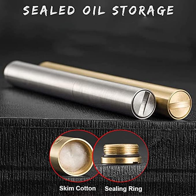 Kerosene Copper Lighter, Vintage Trench Lighter, Creative Windproof Brass Lighter, Cool Wheel Kerosene Oil Lighter for Camping BBQ Kitchen, Gifts for Men Dad Husband (2PCS)