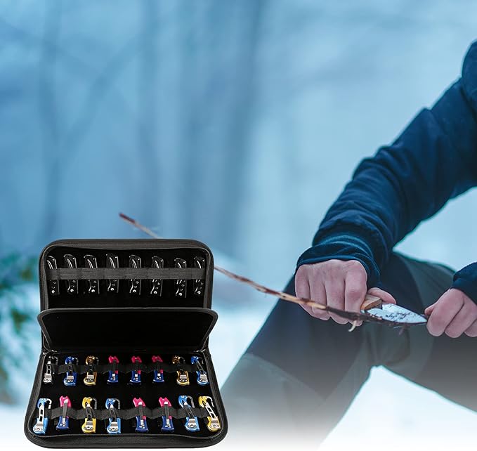 Knife Display Case, Pocket Knife Case with 32 Slots, Folding Knife Holder, Small Knife Storage Organizer, Knives Roll Collection Pouch Carrier Bag for Survival Tactical Outdoor for EDC Mini Knife