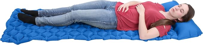 Camping Sleeping Mat - 1.1lb Blue Inflatable Camping Pad with Pillow Backpacking Air Mattress Sleeping Bag Camp Pad