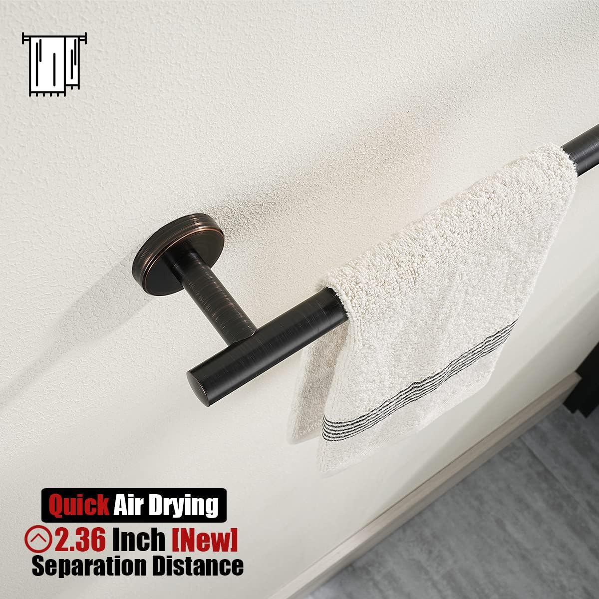 JQK Oil Rubbed Bronze Towel Bar, 33 Inch 304 Stainless Steel Thicken 0.8mm Towel Rack Bathroom, Towel Holder ORB Wall Mount, Useable Length 30 Inch 2 Pack, TB110L30-ORB-P2