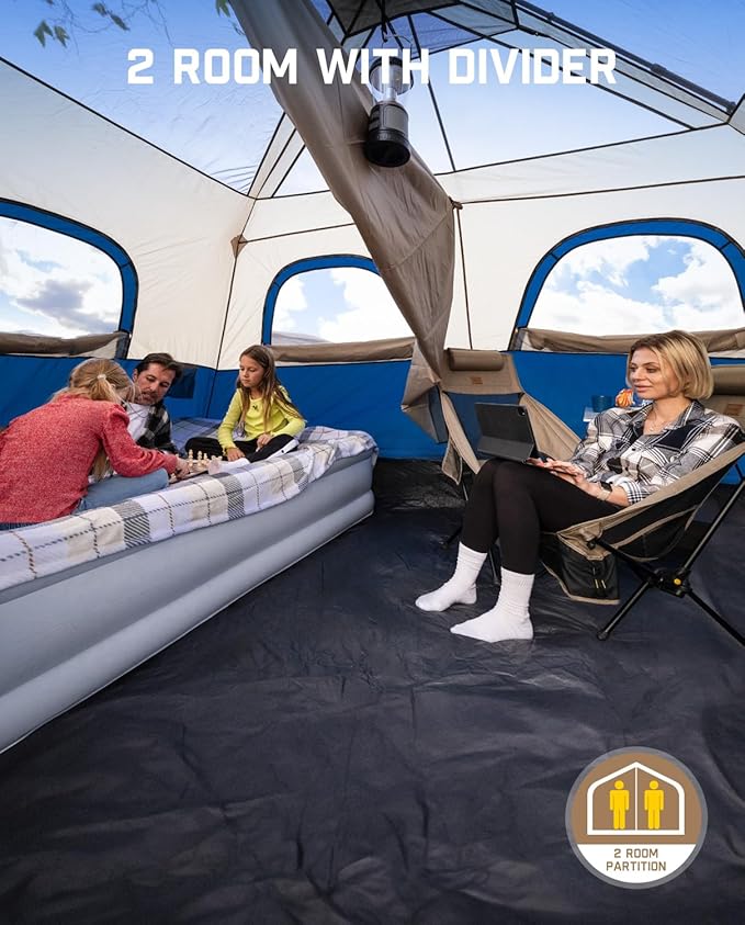 FanttikOutdoor Camping Tent 4/6/8/10 Person Instant Cabin Tent Setup in 60 Seconds with Rainfly & Windproof Portable with Carry Bag for Family Camping & Hiking, Upgraded Ventilation