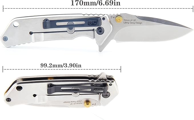 Sanrenmu 7056 Series Pocket Knife (7056LUF-SF Stone Washed) (Silvery)